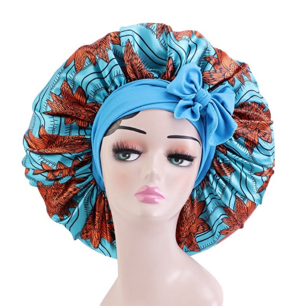 Elastic Band African print Satin Bonnet